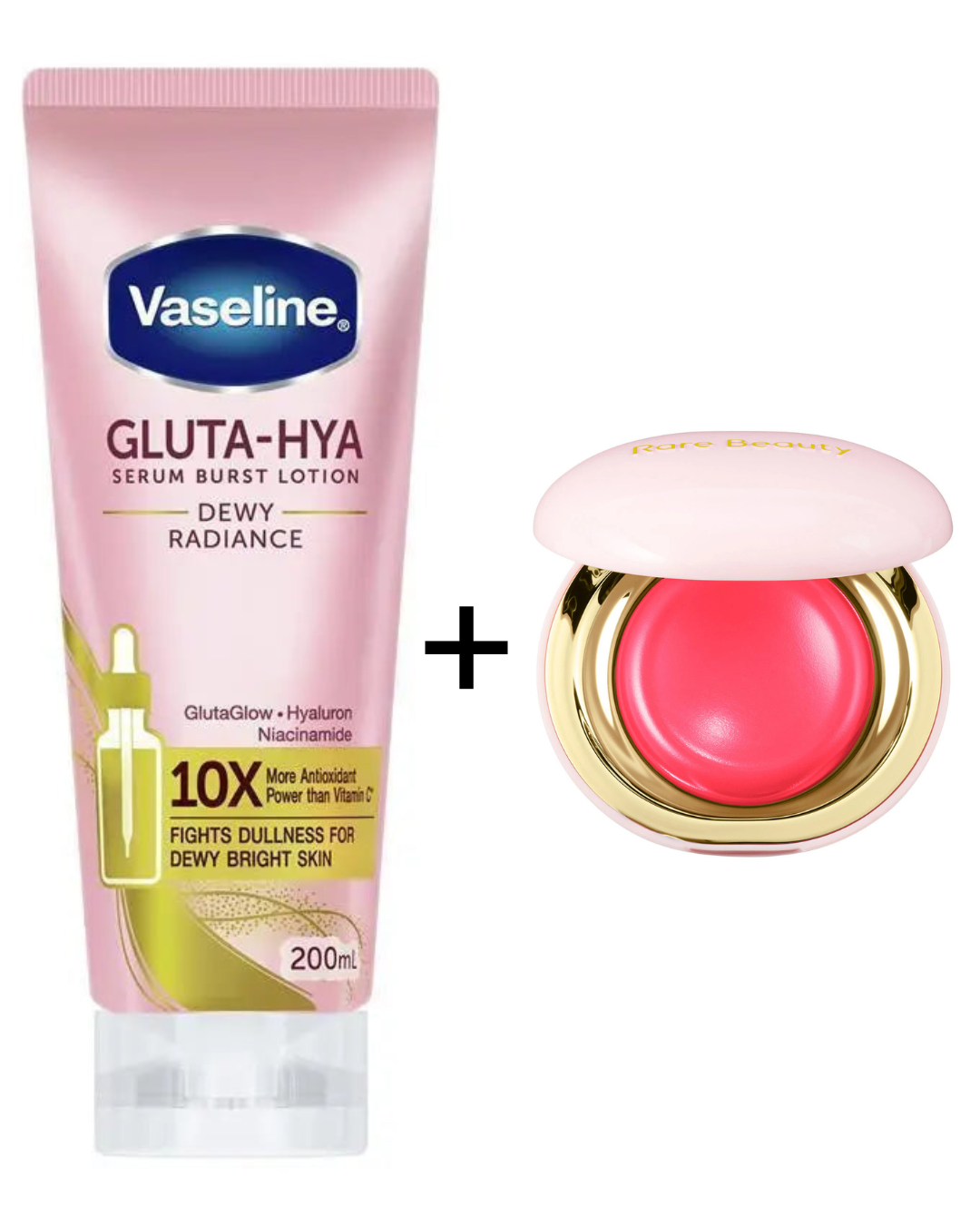 Vaseline Lotion + Rare Beauty Melting Blush