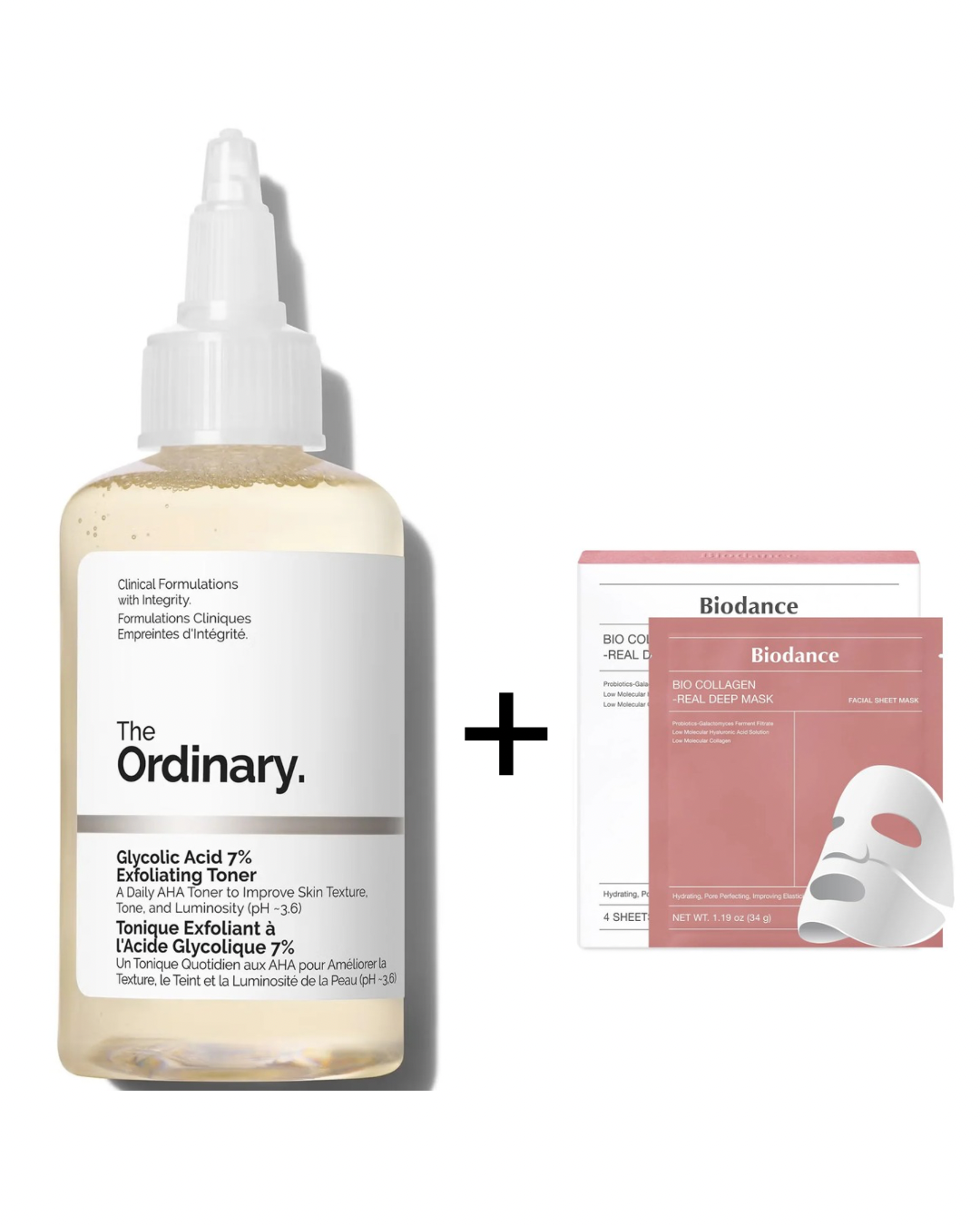 Ordinary Exfoliating Toner + Biodance Mask