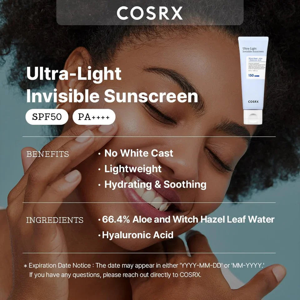COSRX ULTRA-LIGHT INVISIBLE SUNSCREEN SPF50 PA++++