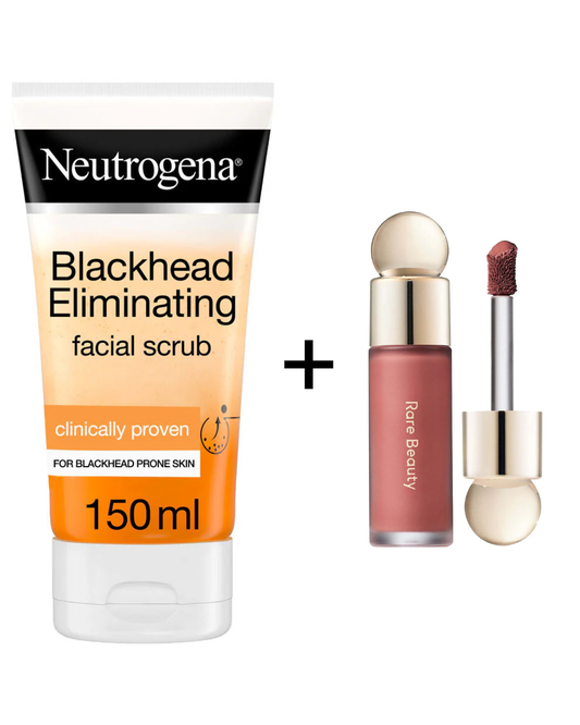 Neutrogena Scrub + Rare Beauty Liquid Blush