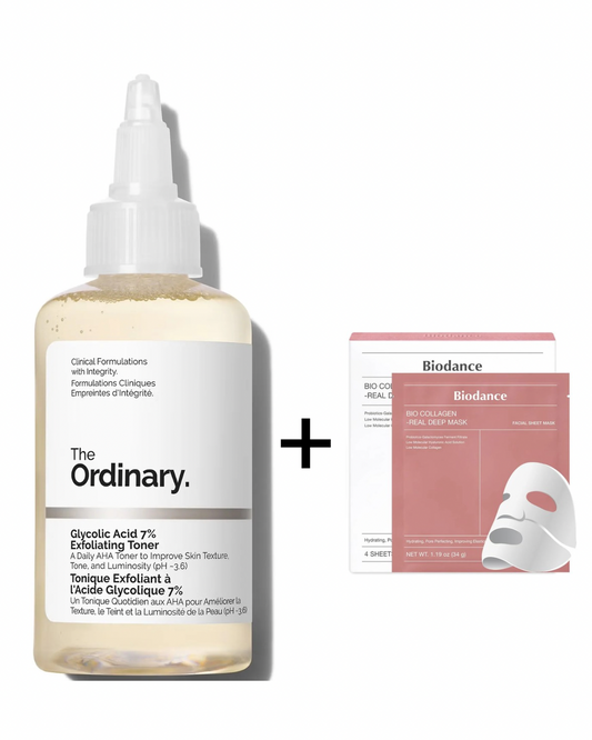 Ordinary Exfoliating Toner + Biodance Mask